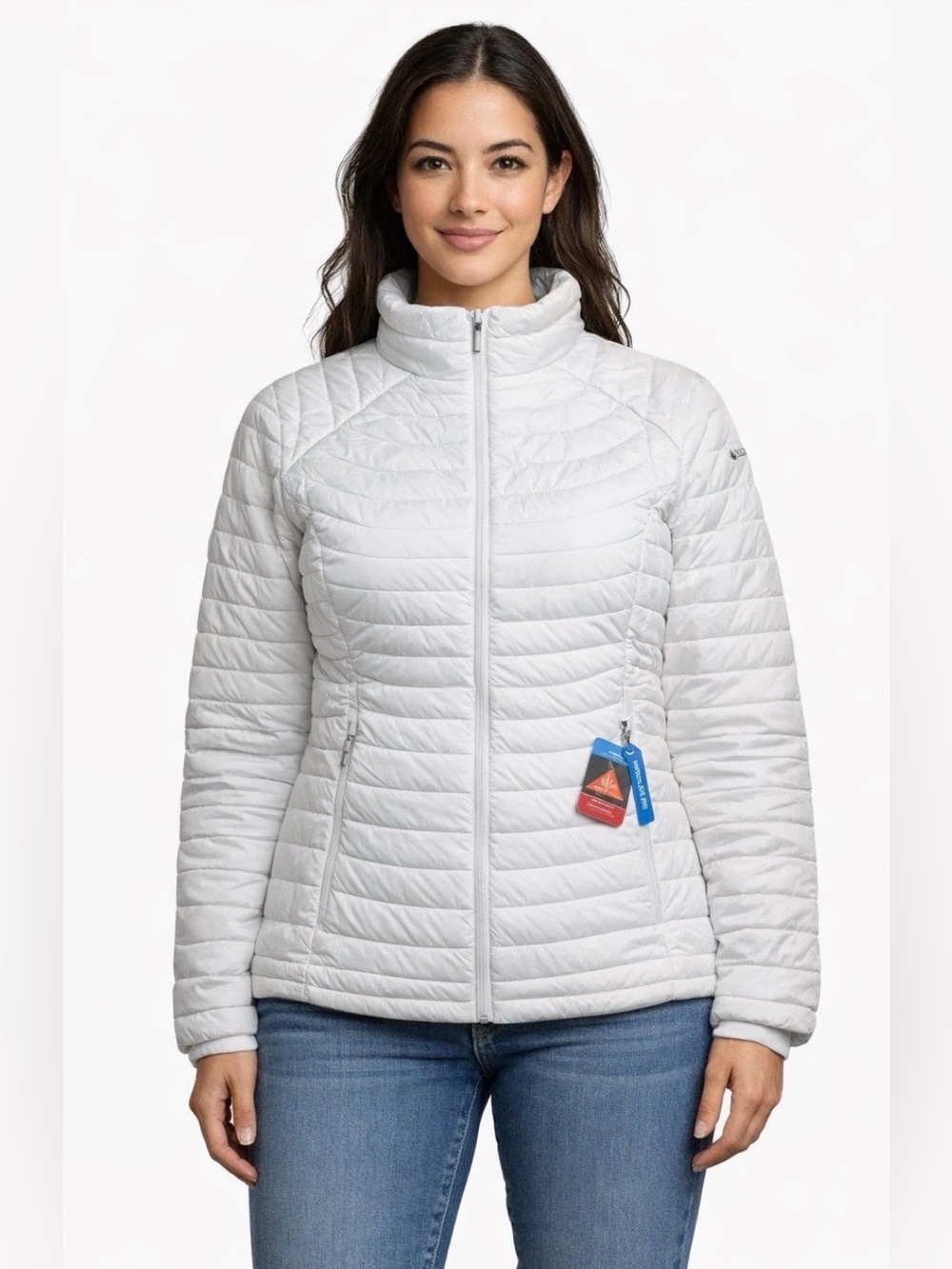 Columbia Women’s 1X WHITE OUT OMNI HEAT Jacket Zippered Hand Pockets White